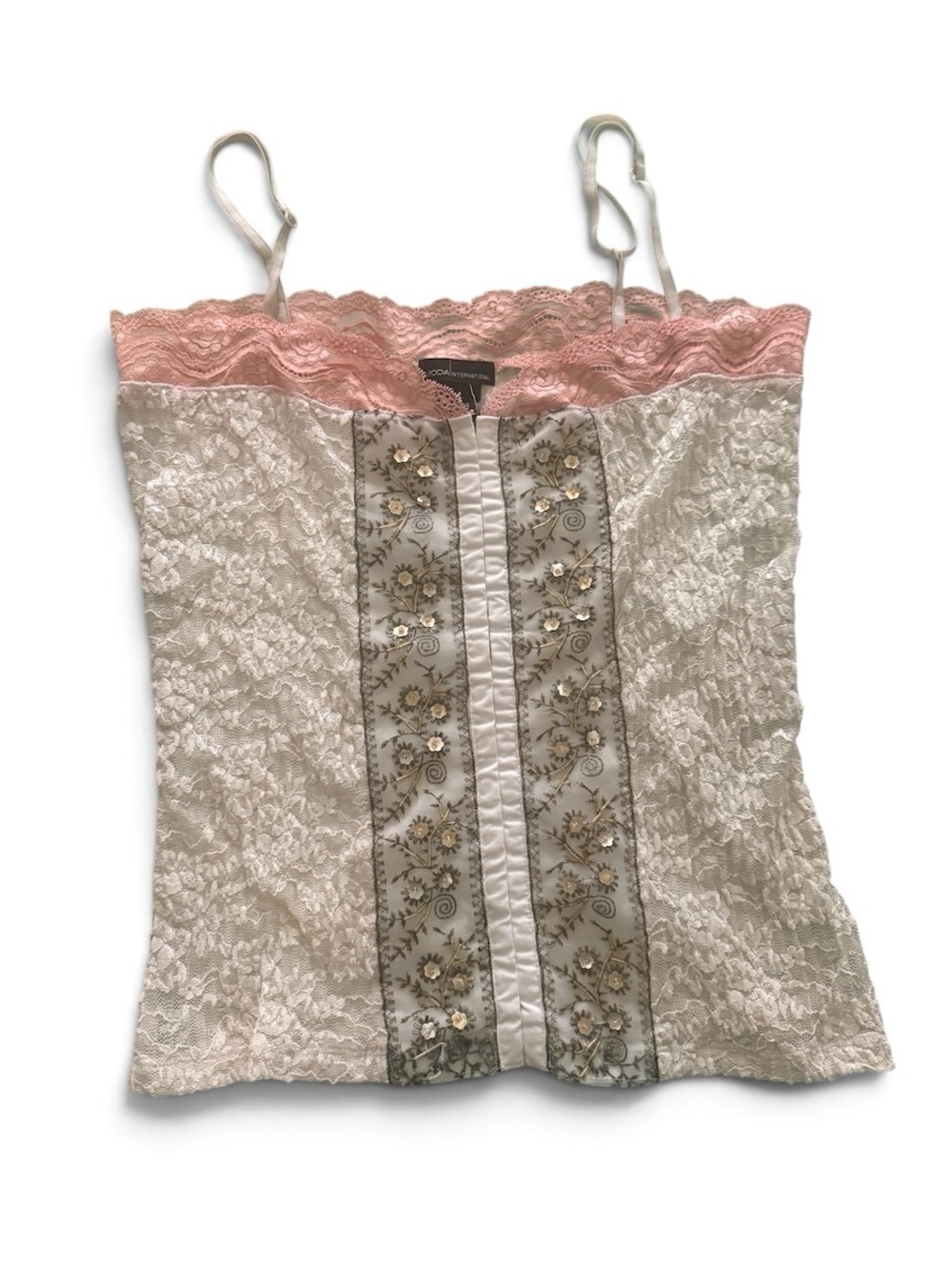 Moda Lace corset cami with beaded embroidery
